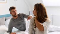 Unhappy couple having crisis and difficulties in relationship
