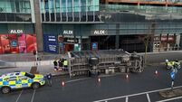 Watch: Truck Overturns at Cork's Elysian