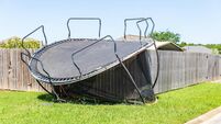 Trampoline damaged due to wind in severe storm