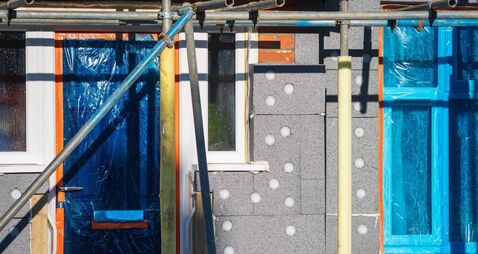 External wall insulation panels installed on house in england uk