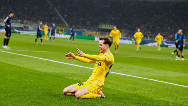 <p>Glimt's Hakon Evjen celebrates after scoring his side's second goal. Pic: AP Photo/Luca Bruno</p>